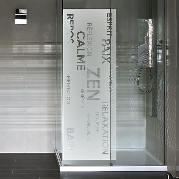 Film Fenêtre Anti Regard Occultant - ZEN - AMOUR - BAIN - Stickers Autocollant Brise-Vue pour Vitre &Porte de Douche - 185X65cm
