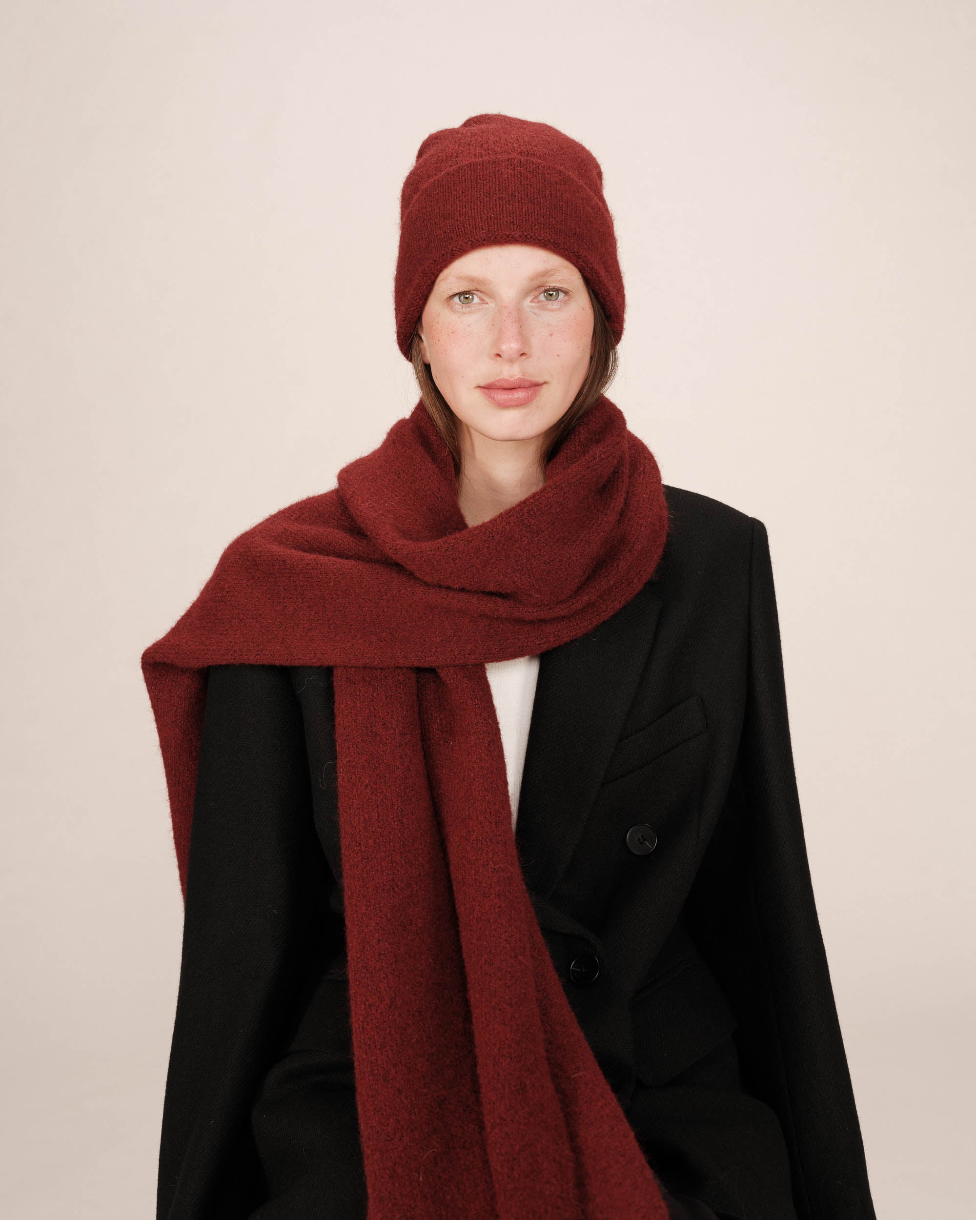 Bonnet en maille bordeaux Sanfrancisco