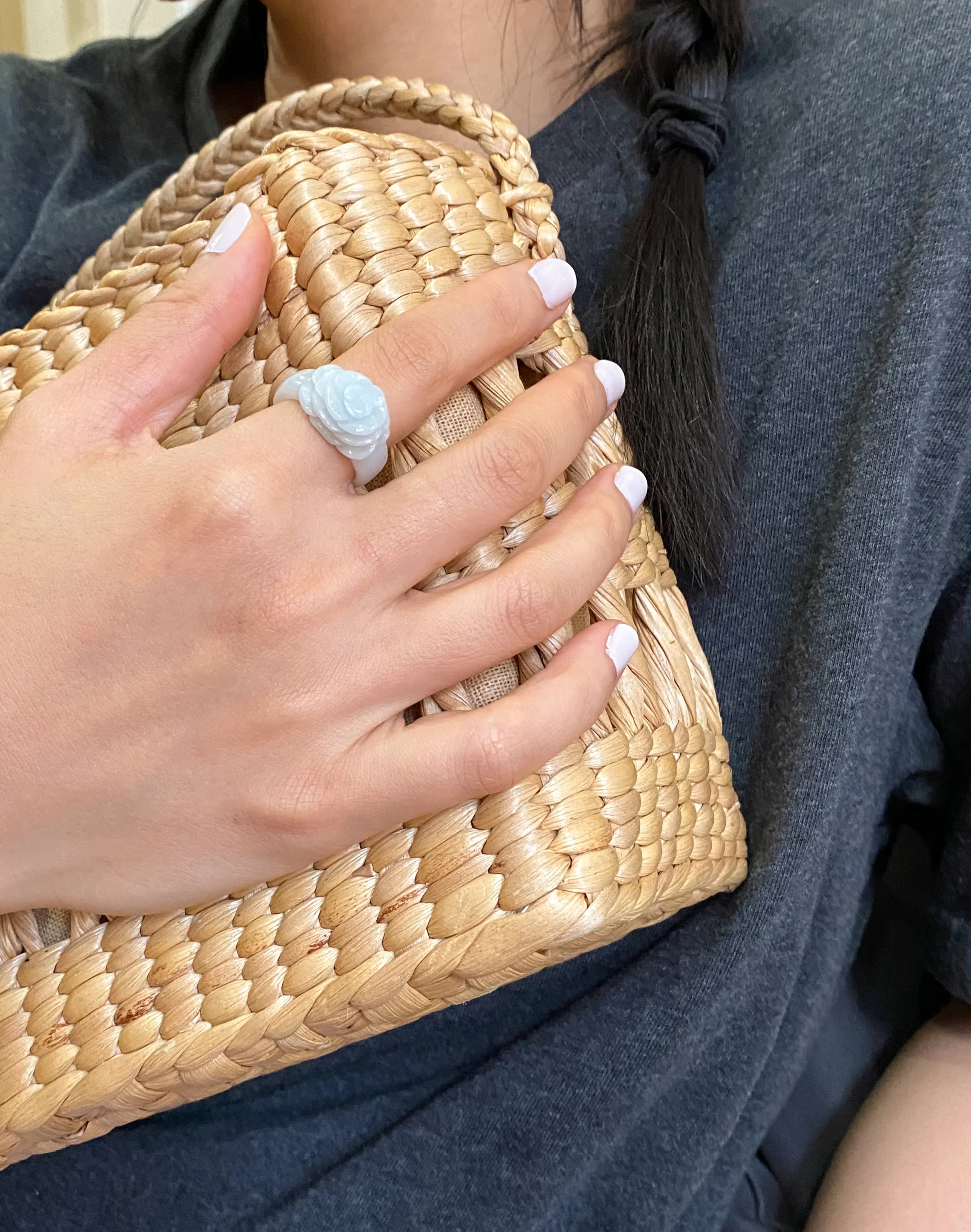 Rose — Off-White Jade Ring