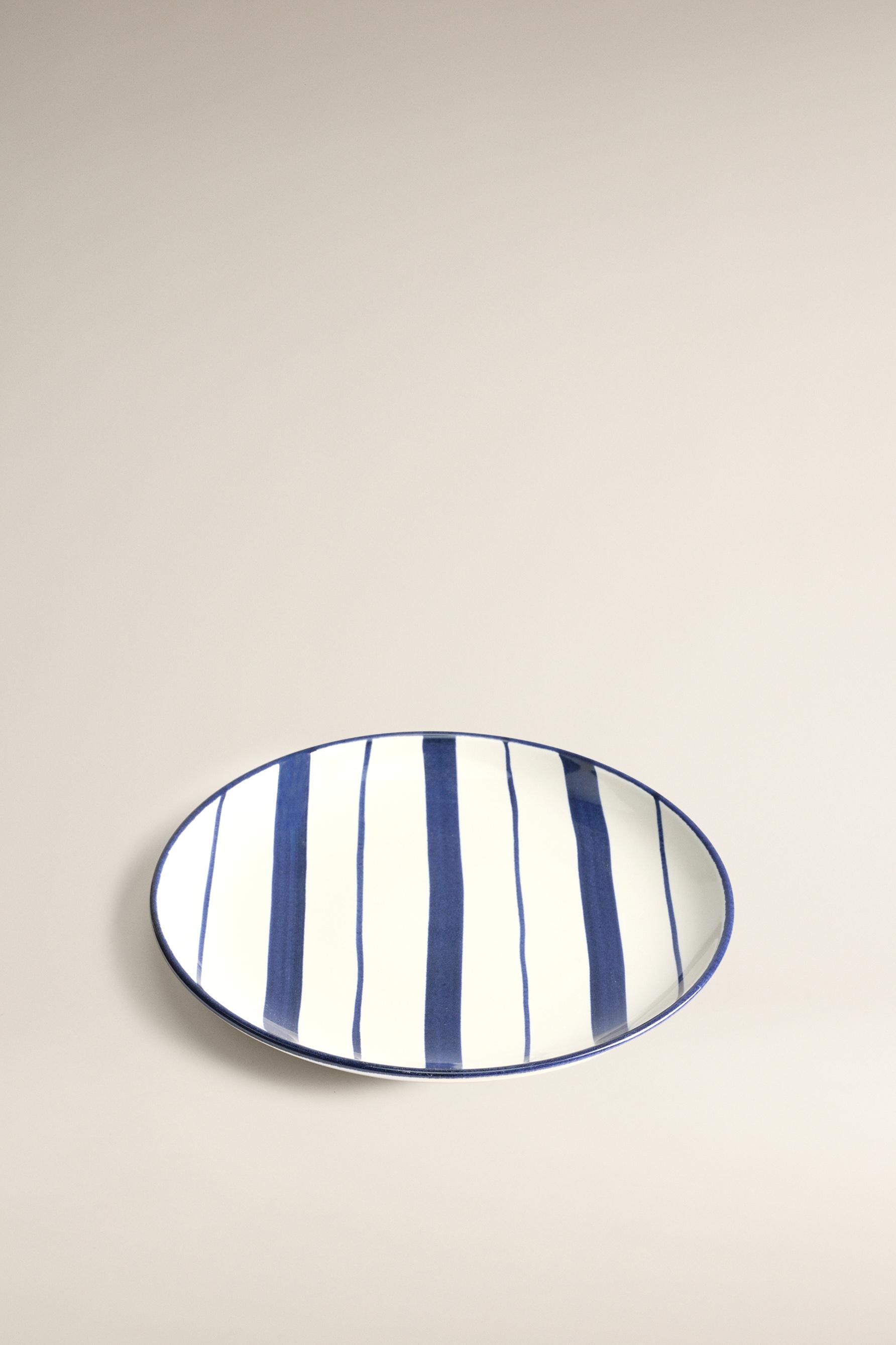 Plato postre rayas azules 22,5 cm