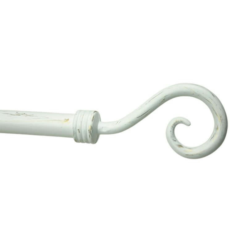 - CROSSE - Embout tringle à rideau Ø20 mm style lasuré - Blanc lasuré