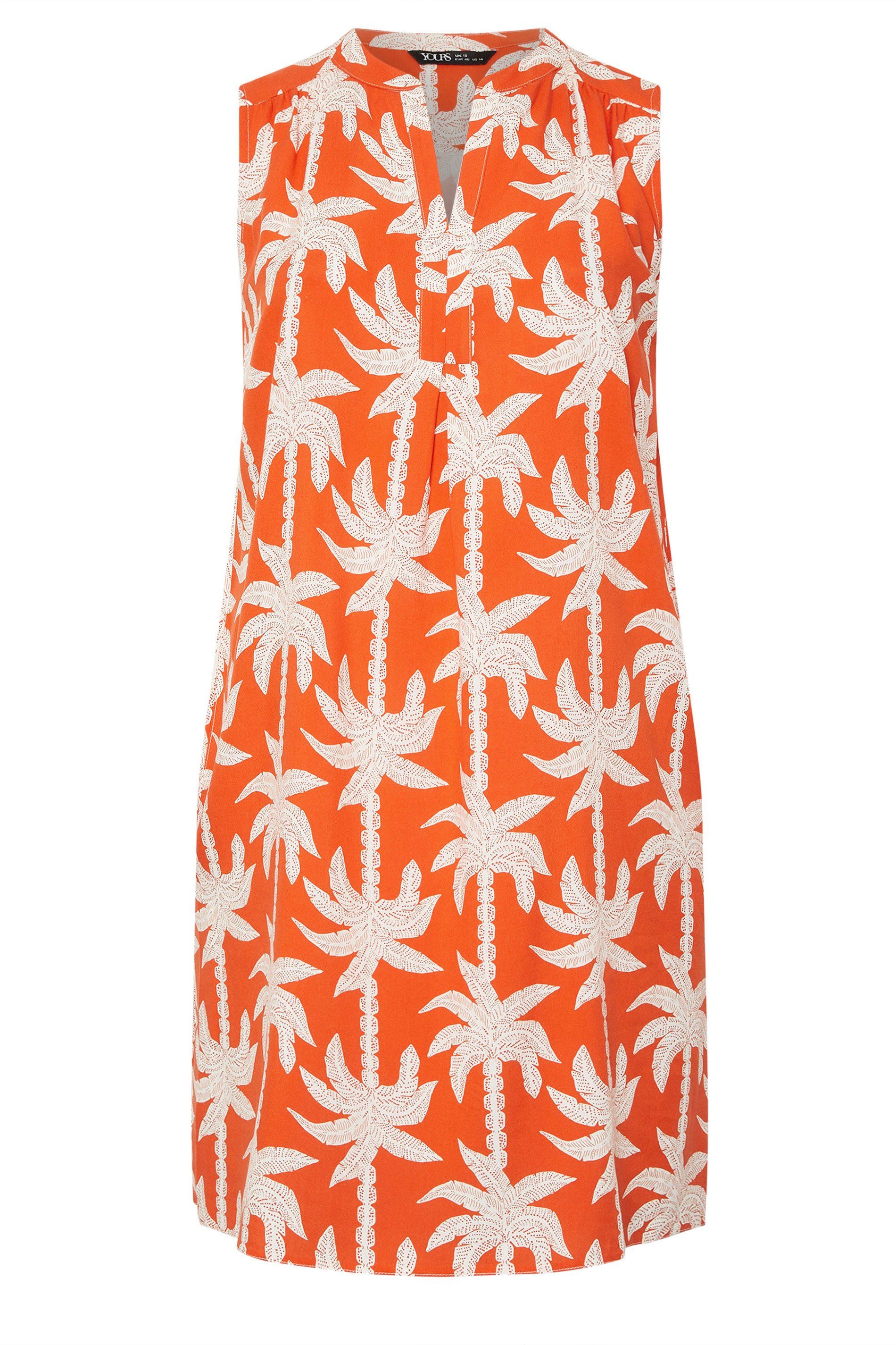 Yours Palm Tree Notch Neck Mini Dress