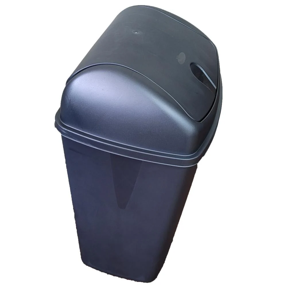 YBM Home Portable Plastic Trash Can with Dual Swing Lid