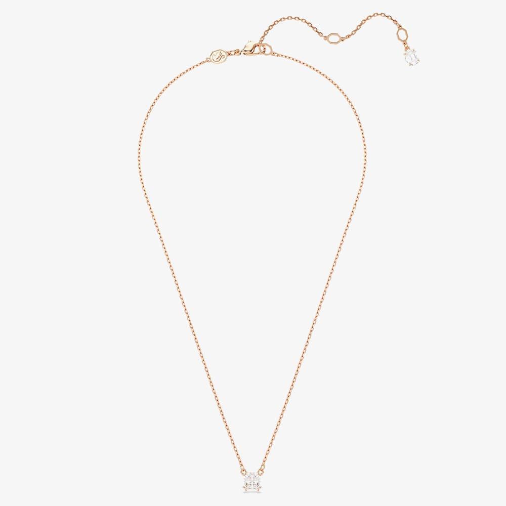 Swarovski Stilla Rose Gold Tone Plated Square Cubic Zirconia Necklace 5701904