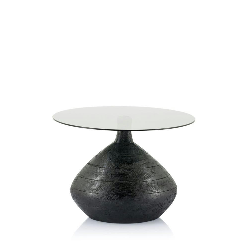 BOND - Table d'appoint en verre et bois D50cm noir