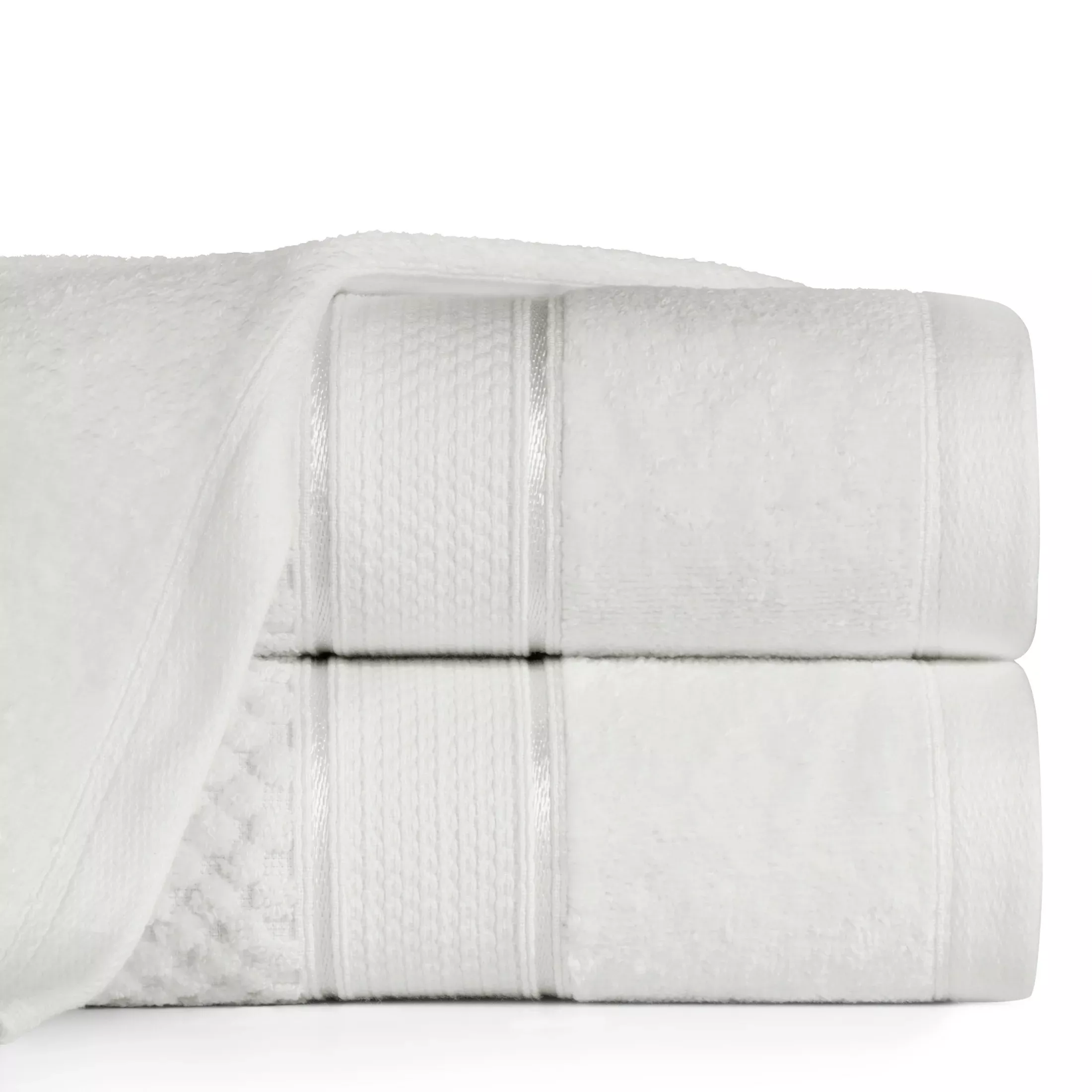 Ręcznik kąpielowy 70x140 cm bawełniany kolor biały z welwetową bordiurą 500 g/m2 JESSI
