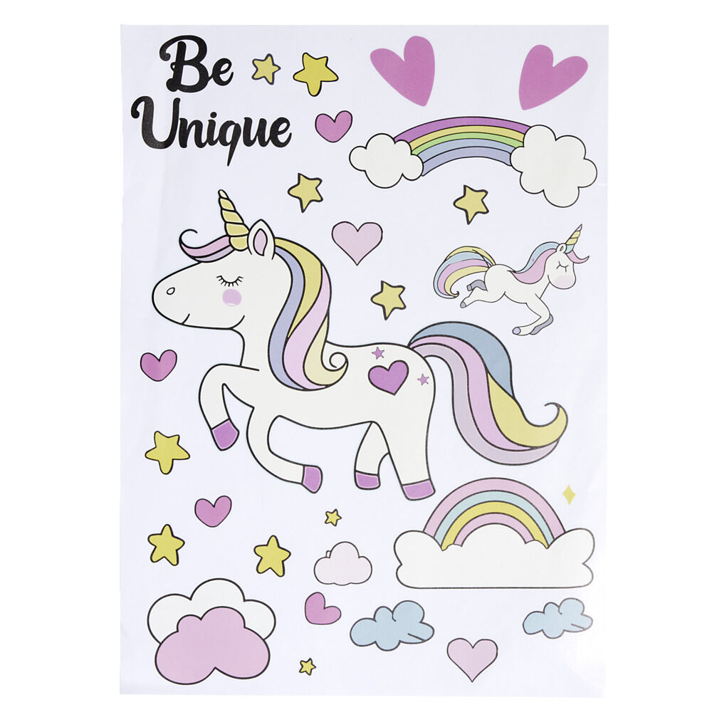 Sticker mural enfant licorne ou astronaute 29x40cm (2 modèles)