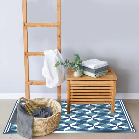 Vinyl Teppich »Napo«, BxL:65 cm x 85 cm, tuerkis|weiß|blau