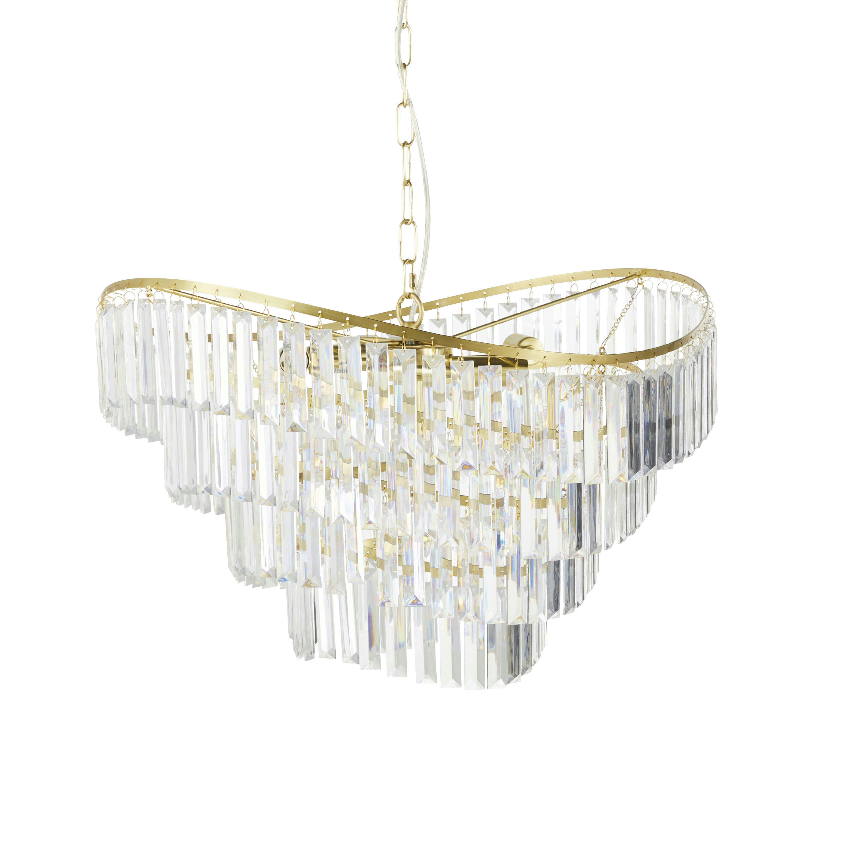 EZRA - Lustre en métal doré et pampilles