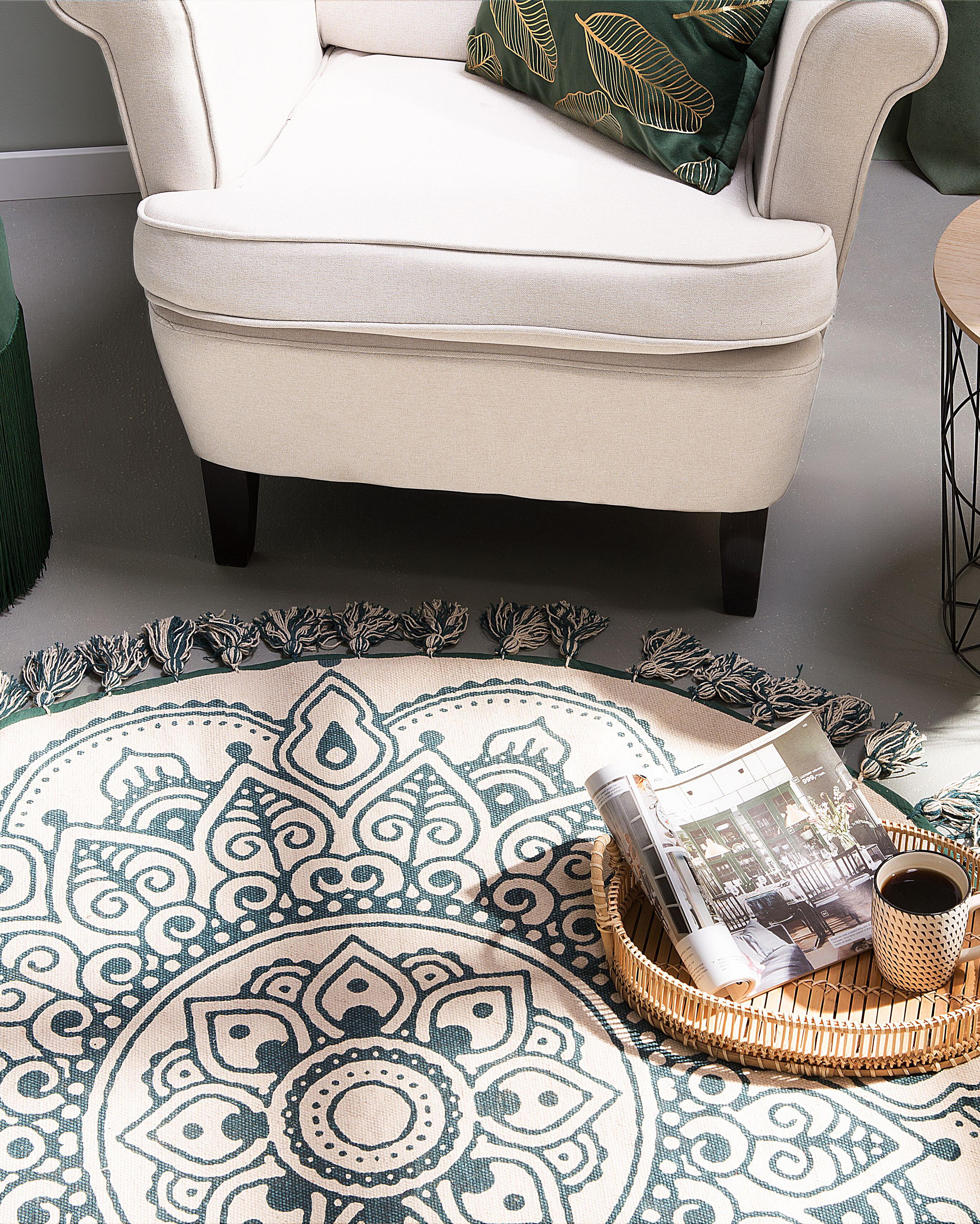 Rug IRICE Green ? 120 cm Cotton