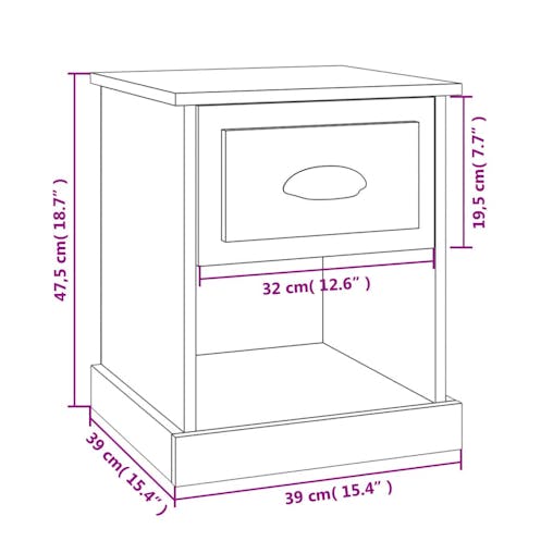 NNEVL Bedside Cabinet Concrete Grey 39x39x47.5 cm Engineered Wood
