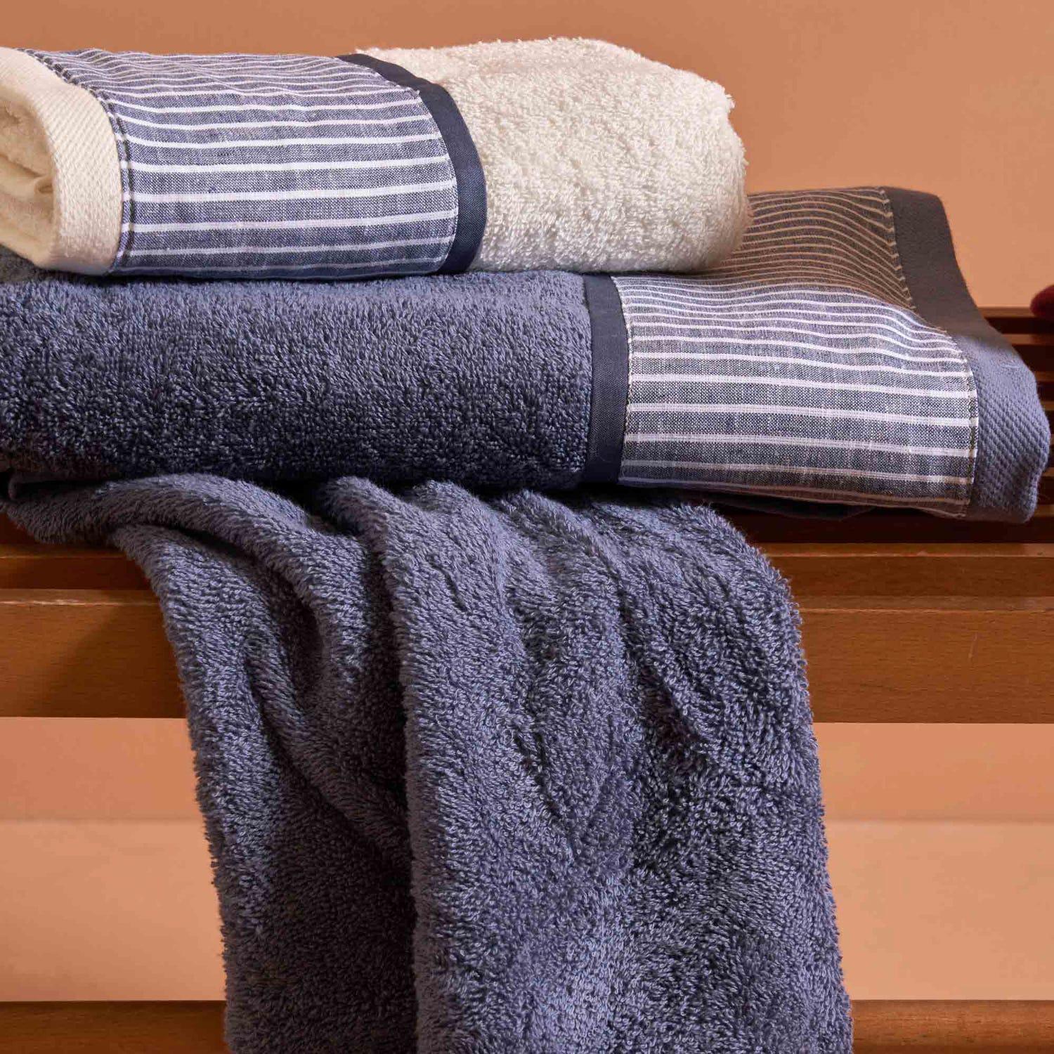 Set 2 asciugamani Castellina denim Biancoperla