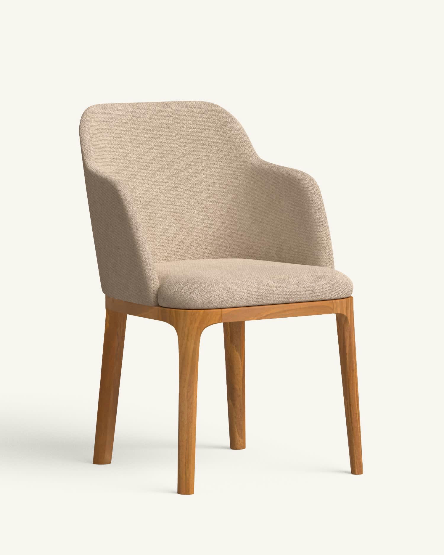 ALENI - 2 Chaises avec tissu fabriqué à la main en couleur brun clair