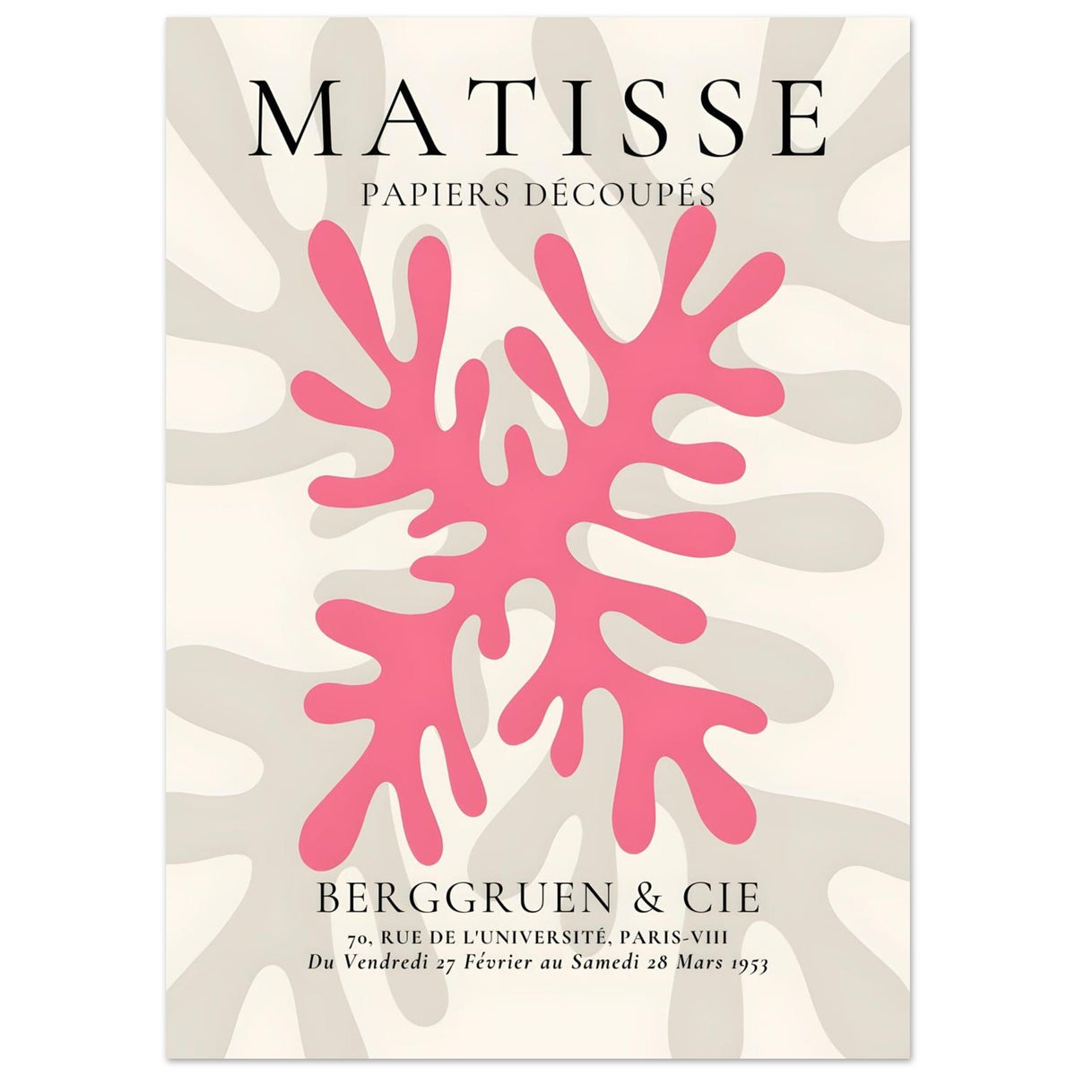 Artfulprints Poster Matisse – Pink coral  - 50x70 cm - Roze