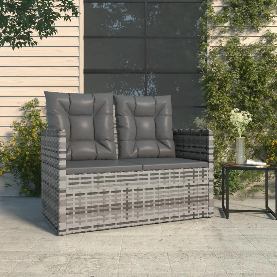 vidaXL - Tuinbank - Grijs - Poly rattan - 105 cm - Met Antraciet kussens