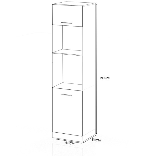 Słupek kuchenny 60cm mikrofala s60m spremium szary mat