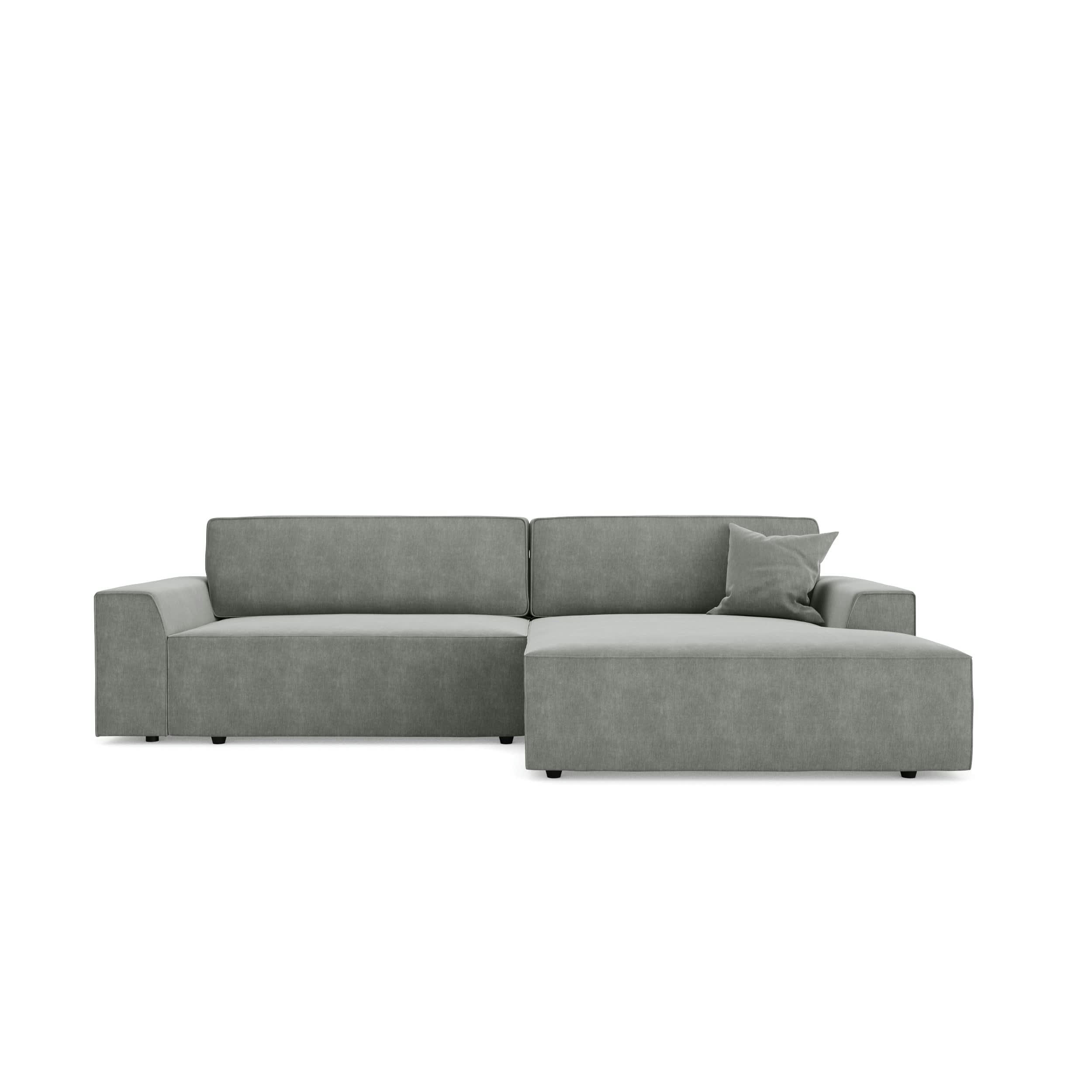 ELIOTT - Canapé angle droit convertible coffre velours gris 300x174cm