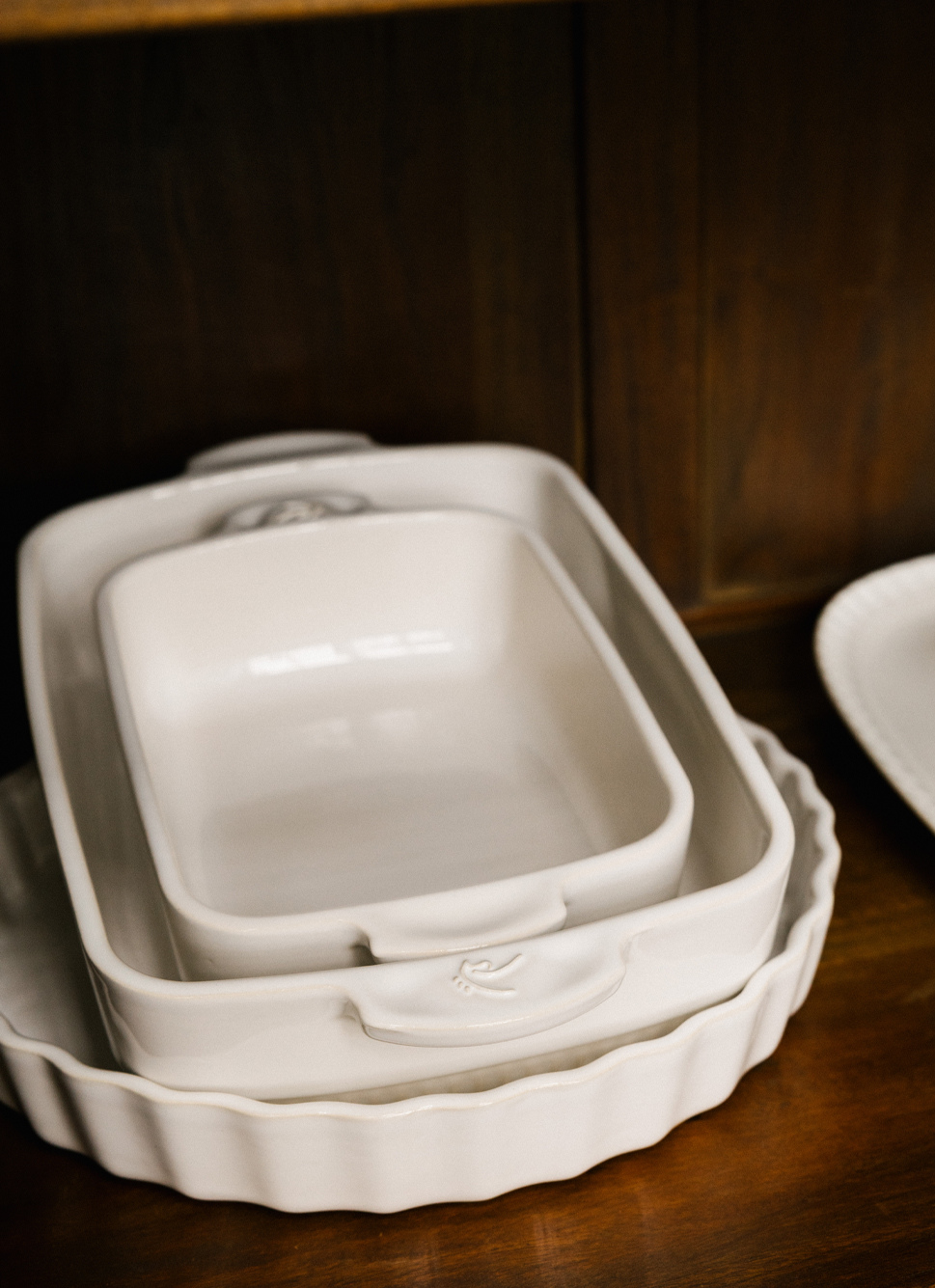 PLAT à TARTE EN GRÈS AUTHENTIQUE BLANC