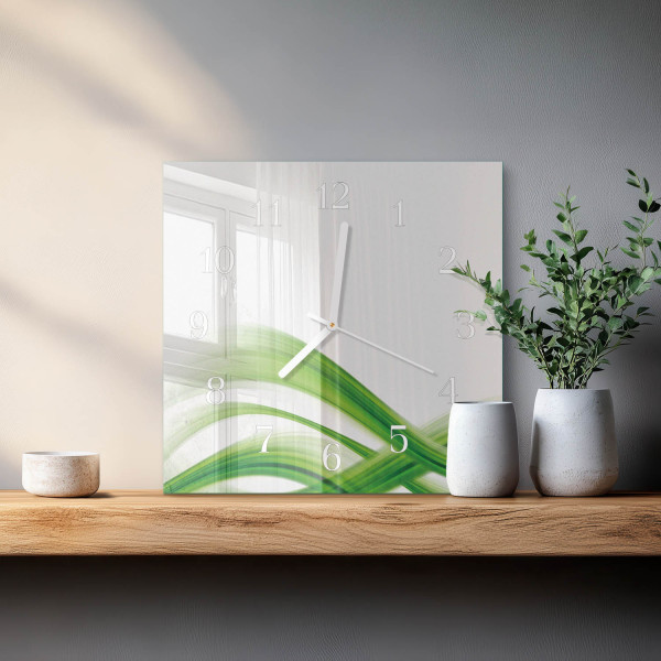 Zegar szklany 30x30 Fala Abstrakcyjna nowoczesne linie design art