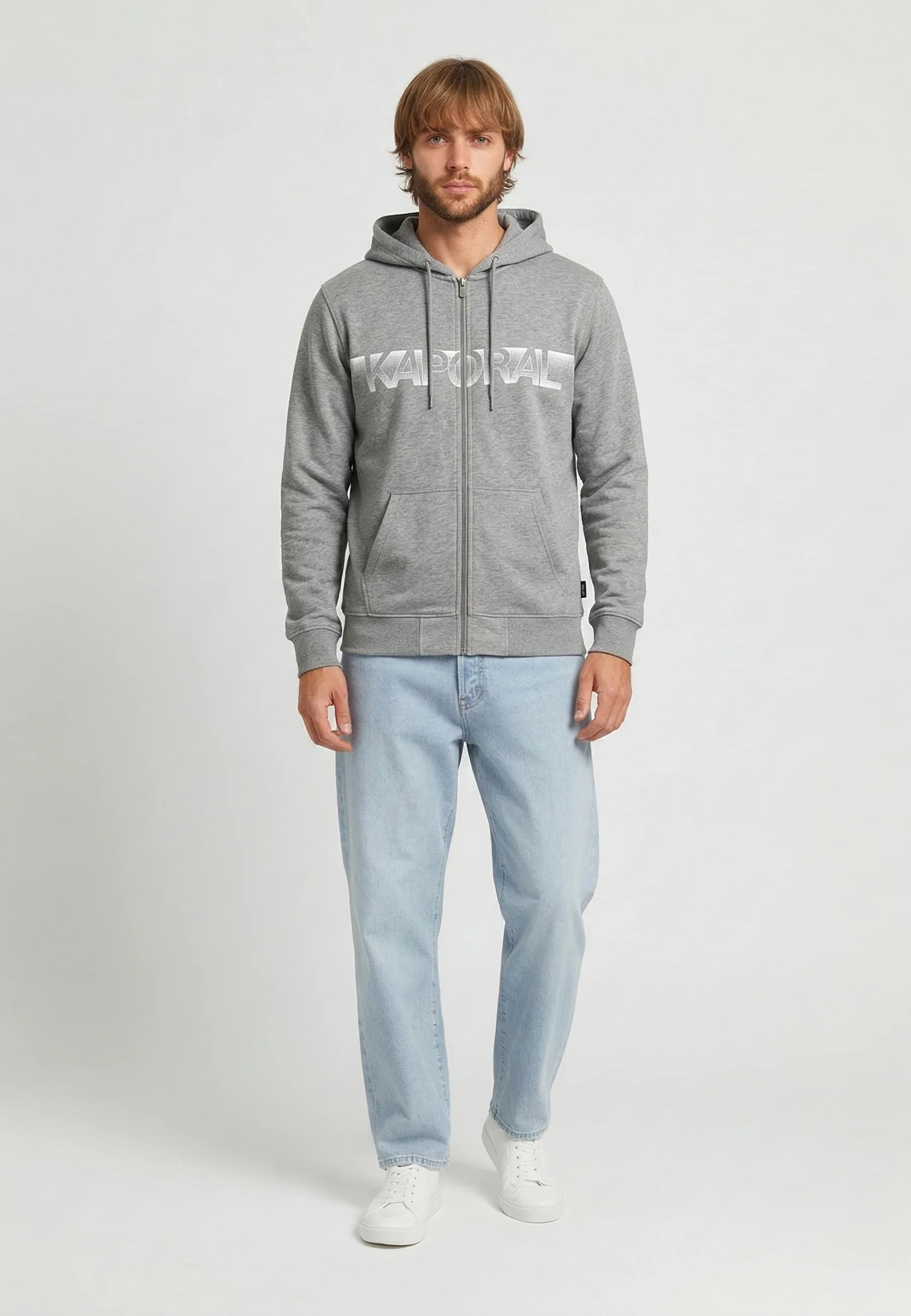 Sweat à capuche regular gris coton polyester BARTO