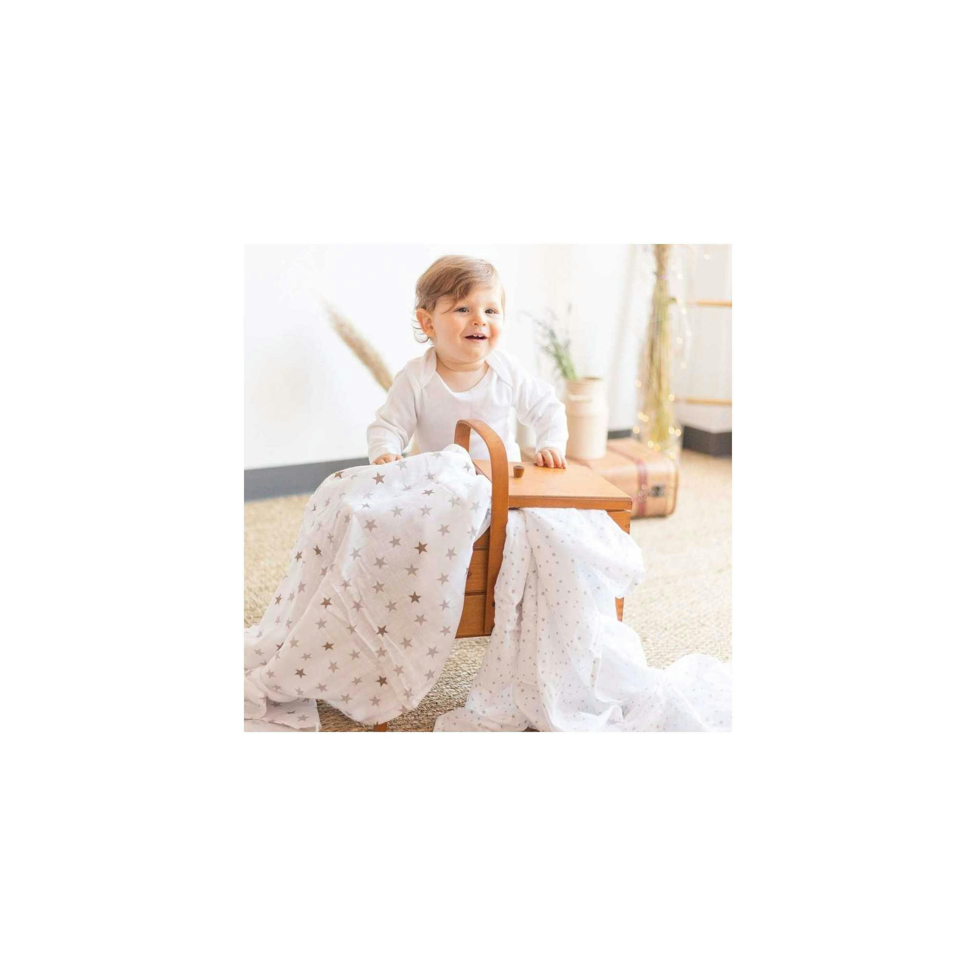 - Lot de 3 langes bébé 70X70 Blanc