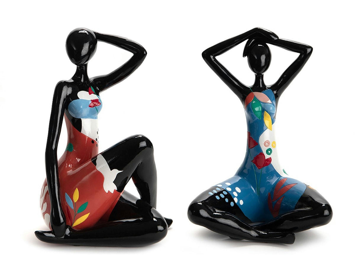 - Statue femme 40cm en résine bleu