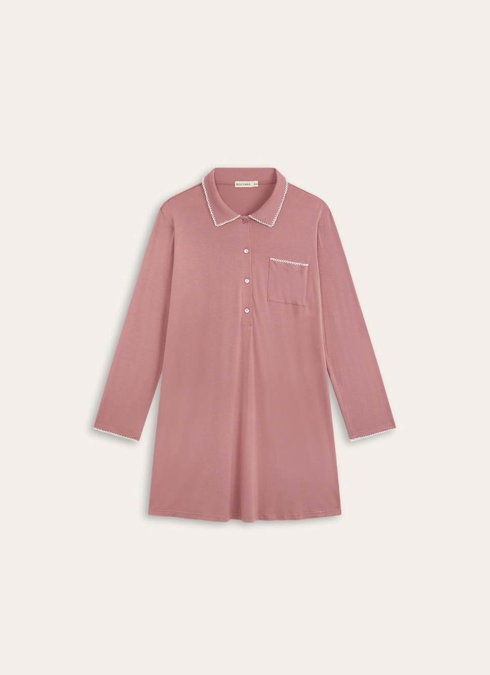 CHEMISE DE NUIT MANCHES LONGUES RIZIA ROSE