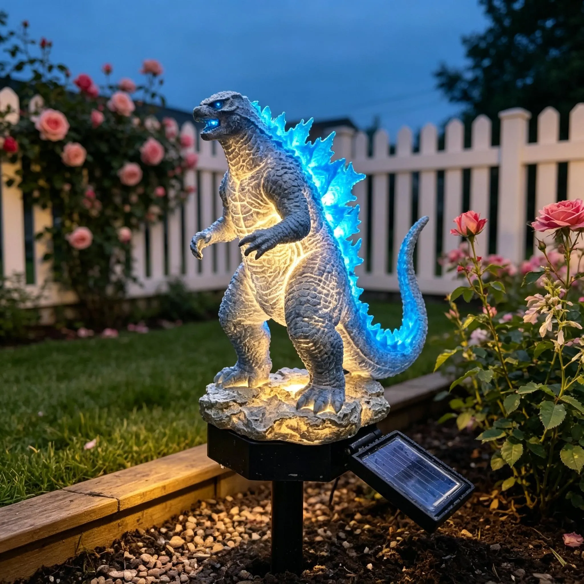 Kaiju Solar Garden Stake Light, Resin Kaiju Monster Statue ,Waterproof Outdoor Lawn Landscape Decor Lamp,Outdoor Art,Fall Yard.