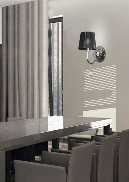 Lampa kinkiet SORENTO 1x40w e14 chrom abażur czarny