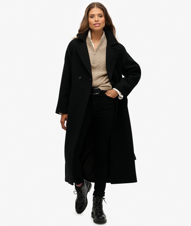 Relaxed Long Wool Blend Coat