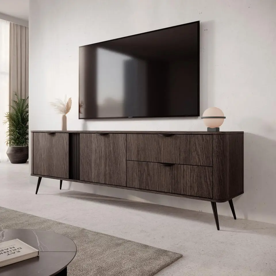 Meubella - Victoria - TV-Meubel - Donker eiken - 195 cm