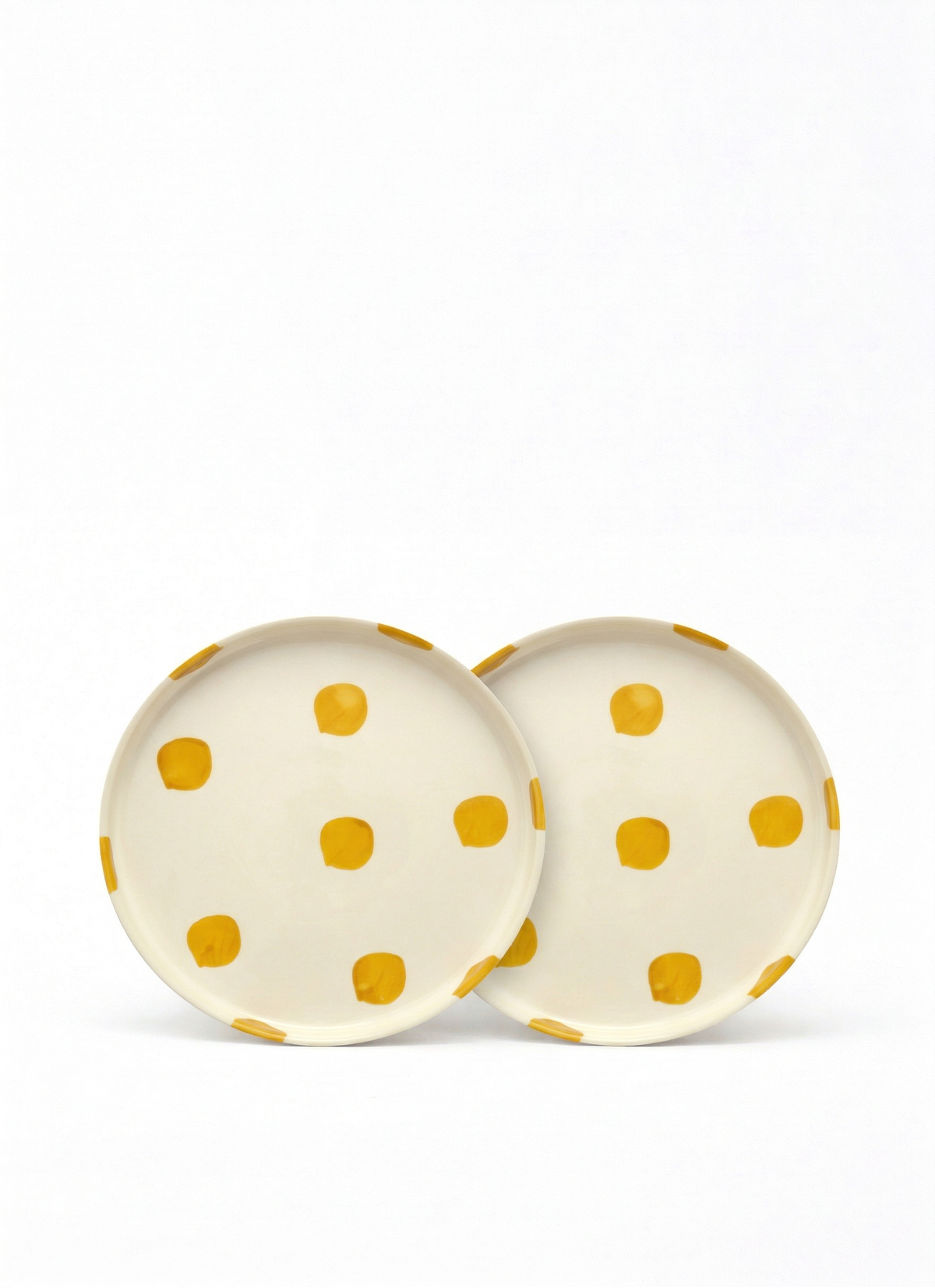 vtwonen - Lunchbord - Stippen - Geel - Set van 2 - Keramiek - 20cm