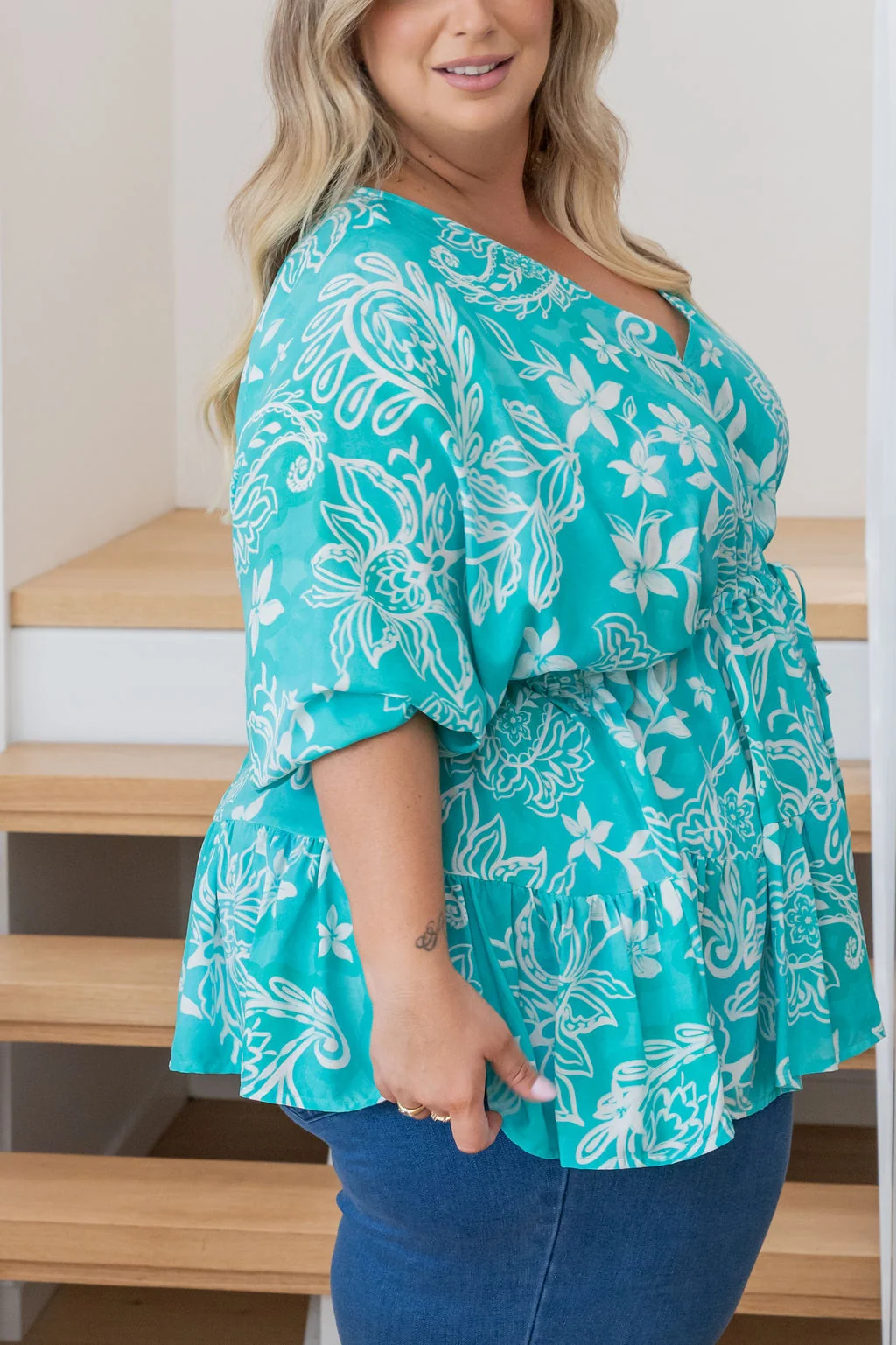 Brooklyn Top in Turquoise Paisley