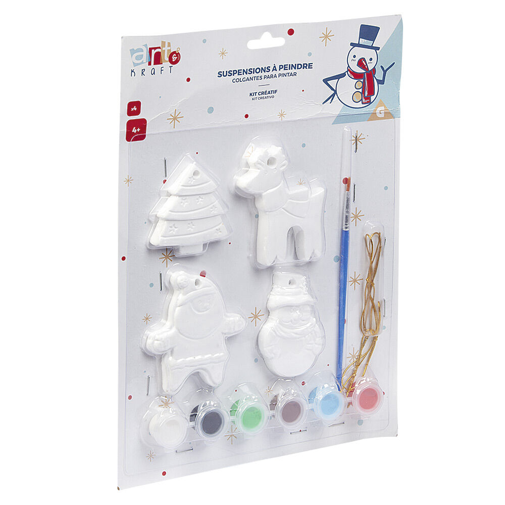 Suspension de No&euml;l en plâtre à peindre x4