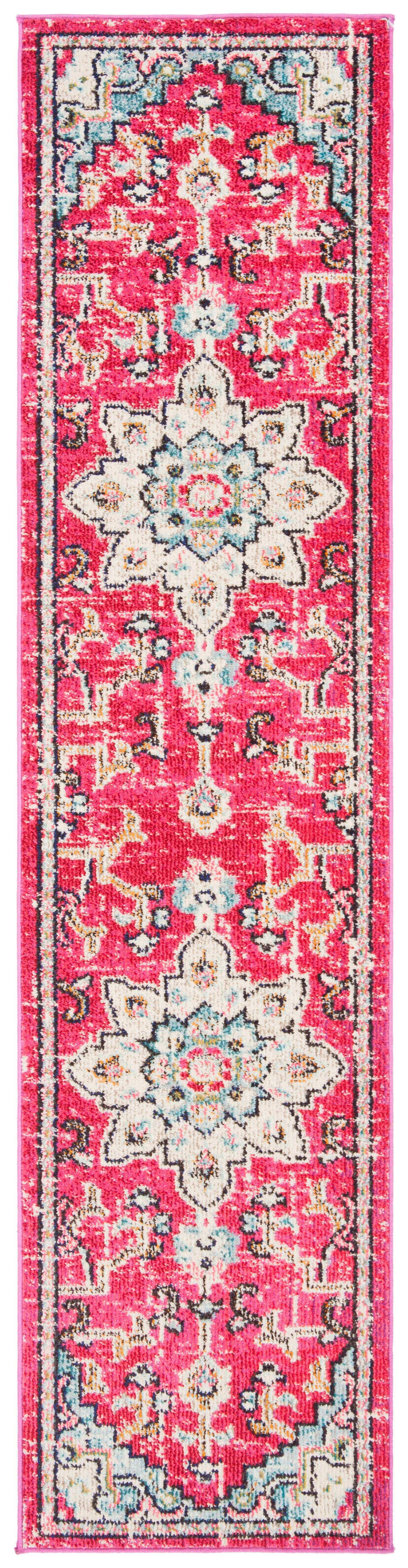 MADISON - Tapis de salon interieur en fuchsia & bleu, 61 x 244 cm