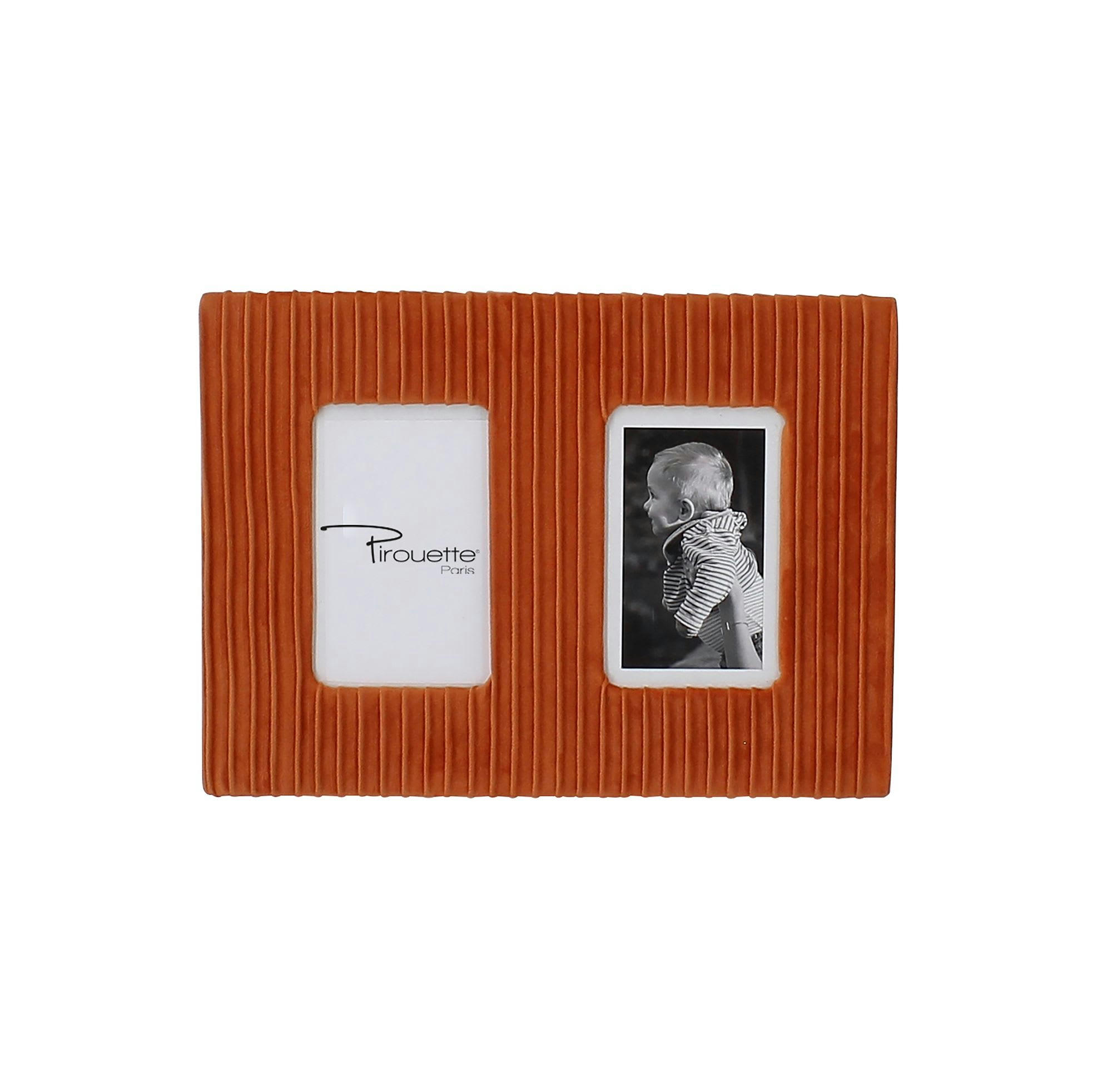 VRILLE - Cadre photo en velours plissé terracotté