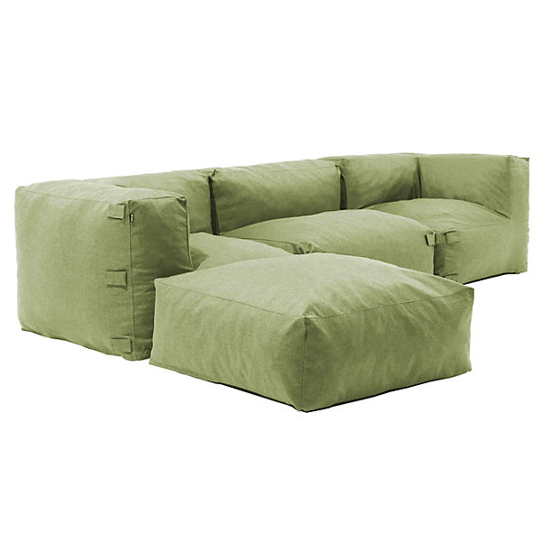 Canapé d'angle de jardin modulable 4 places vert cactus MixiOviala