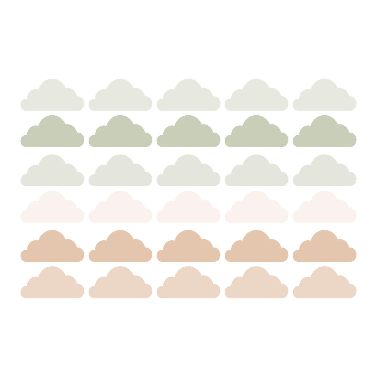 CLOUDS2 - Stickers muraux en vinyle nuages vert et beige