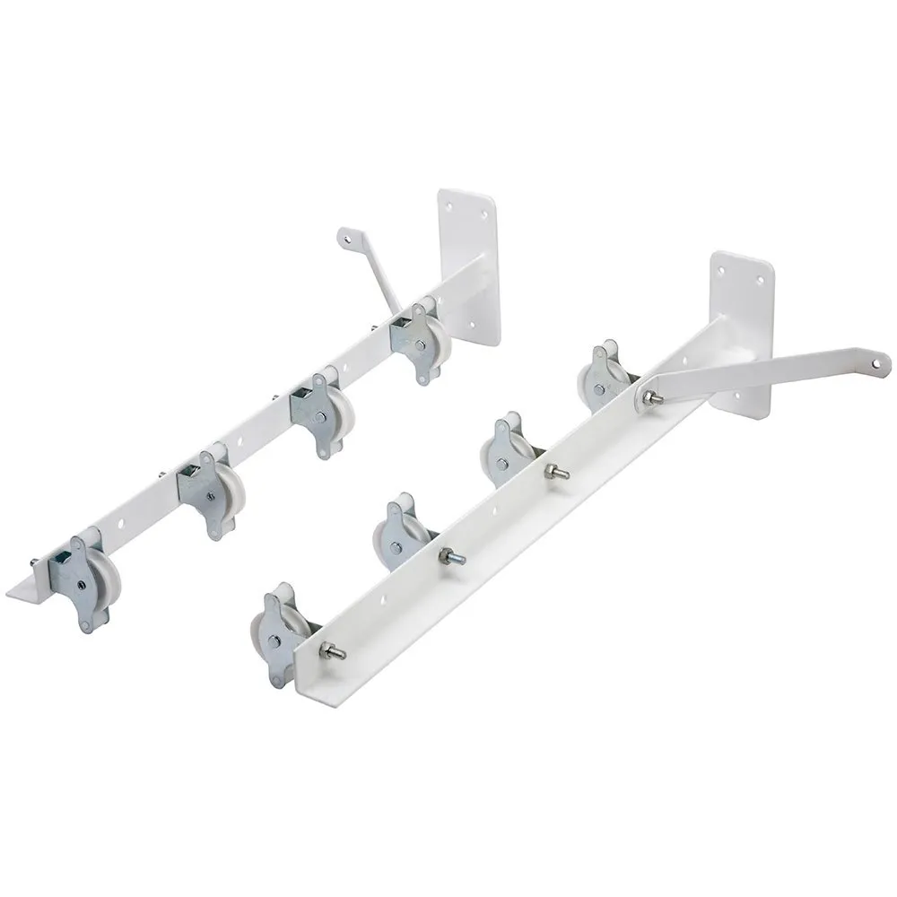 Sauvic Wall clothesline 8 plastic coated pulleys