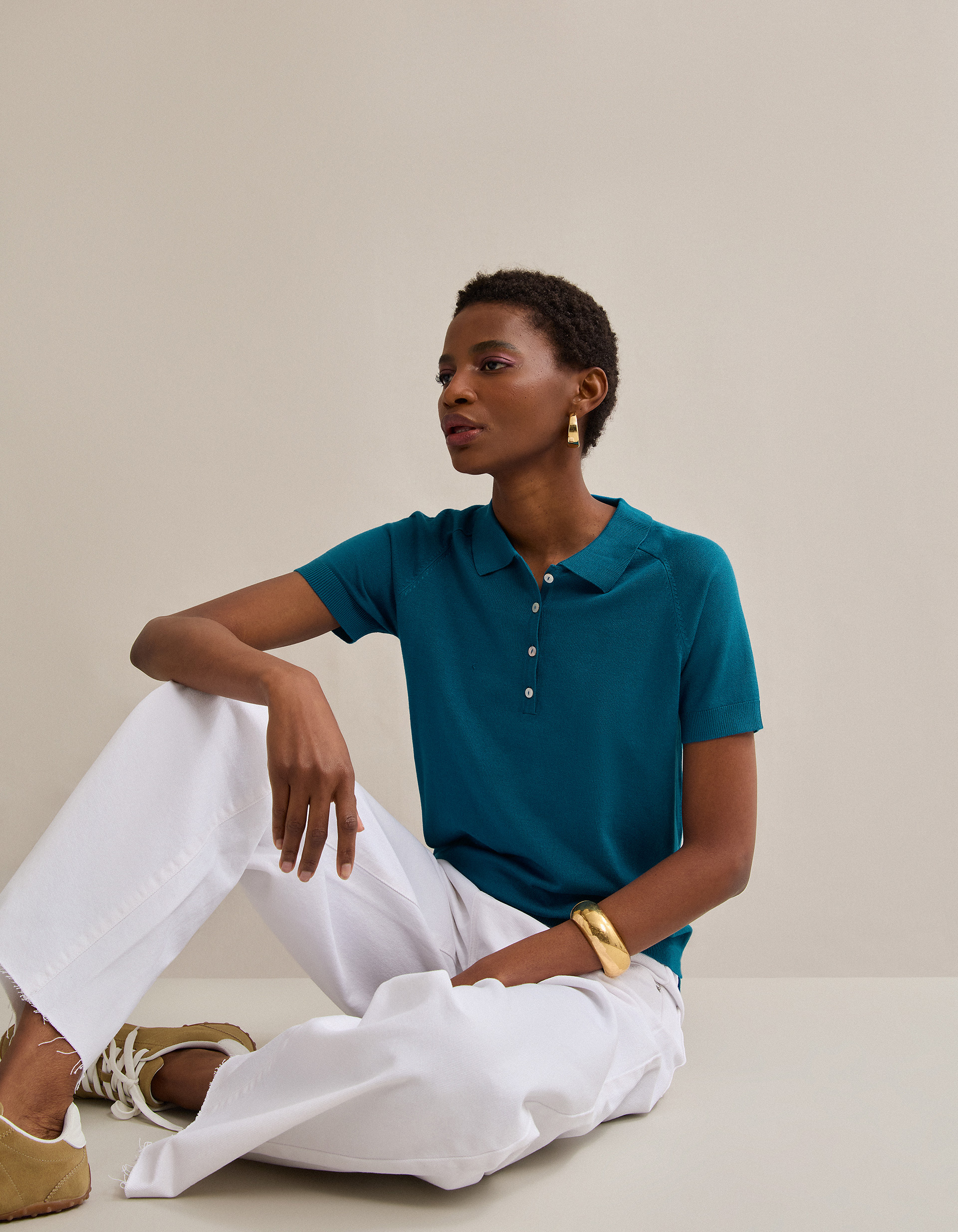 Polo de Malha, Mulher, Azul