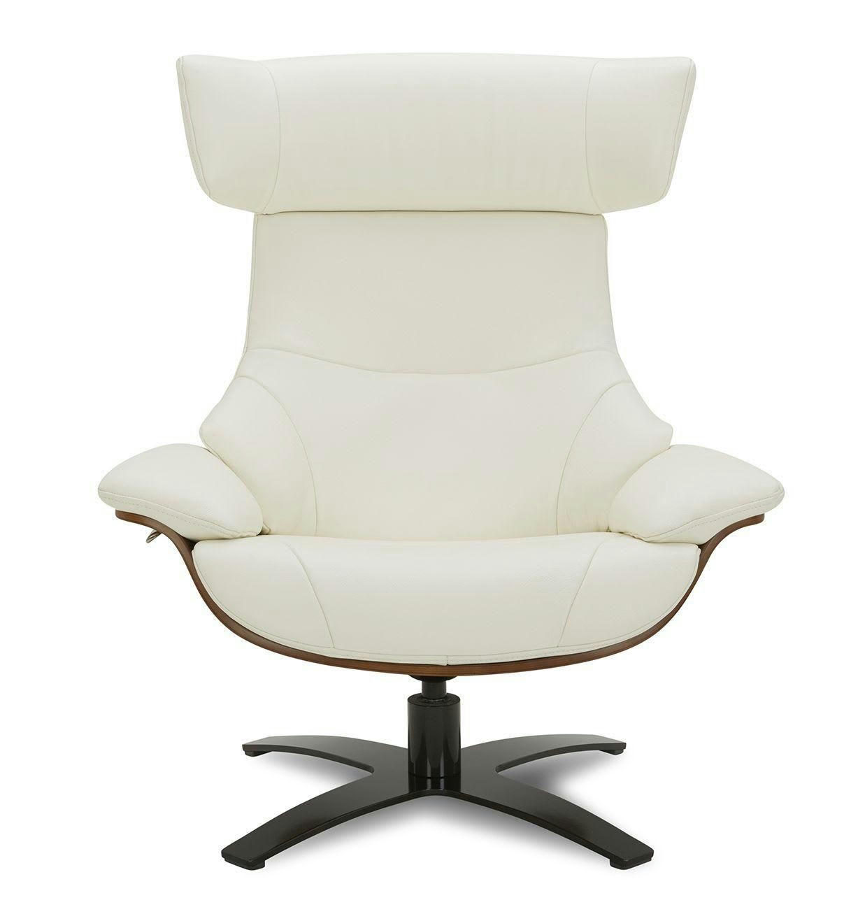 NAOS - Fauteuil en cuir et chêne Naturel - Cuir Blanc