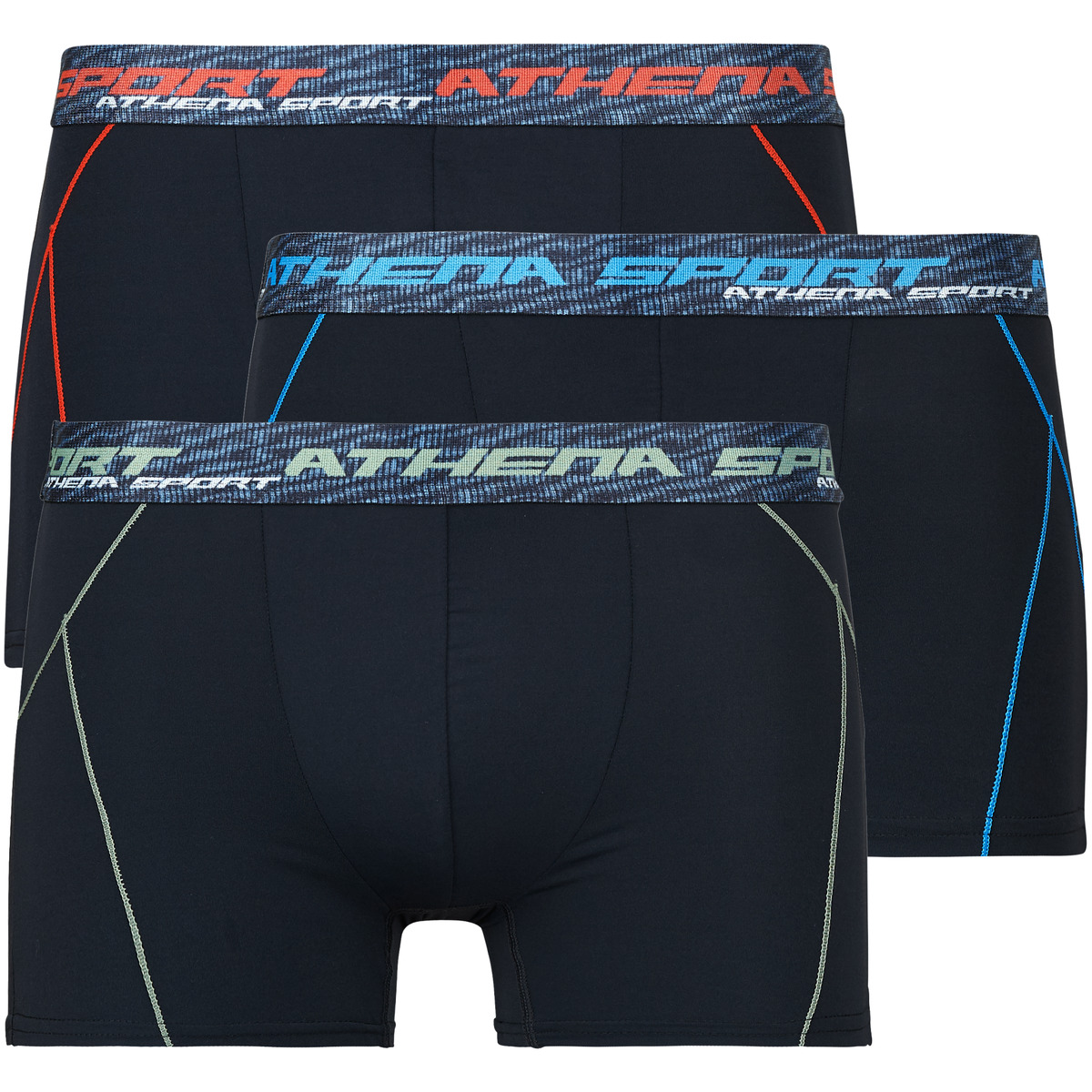 Athena - TRANING DRY Pack de 3 - Black / Blue / Black / Kaki / Black / Red