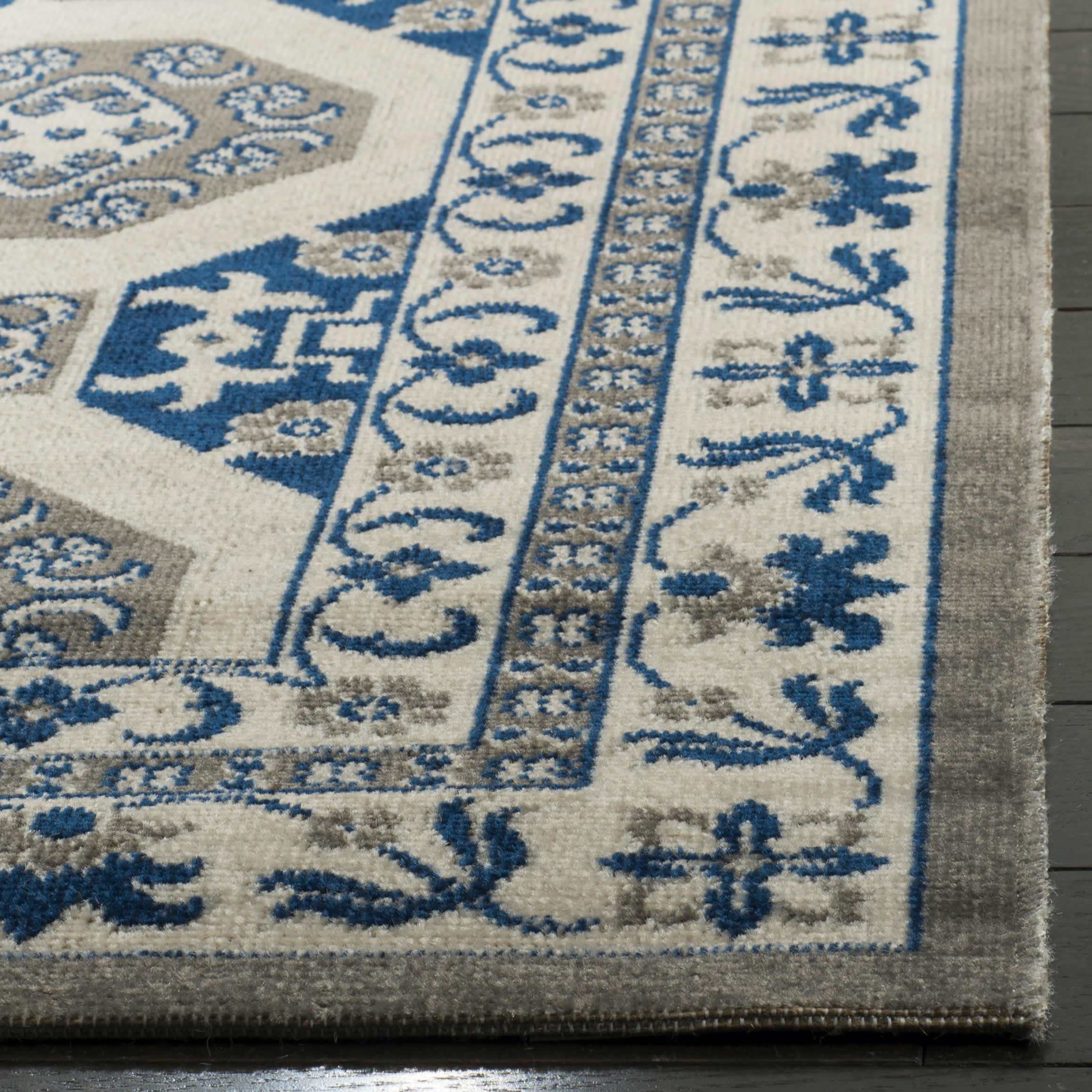 PATINA - Tapis de salon interieur en bleu & ivoire, 155 x 229 cm