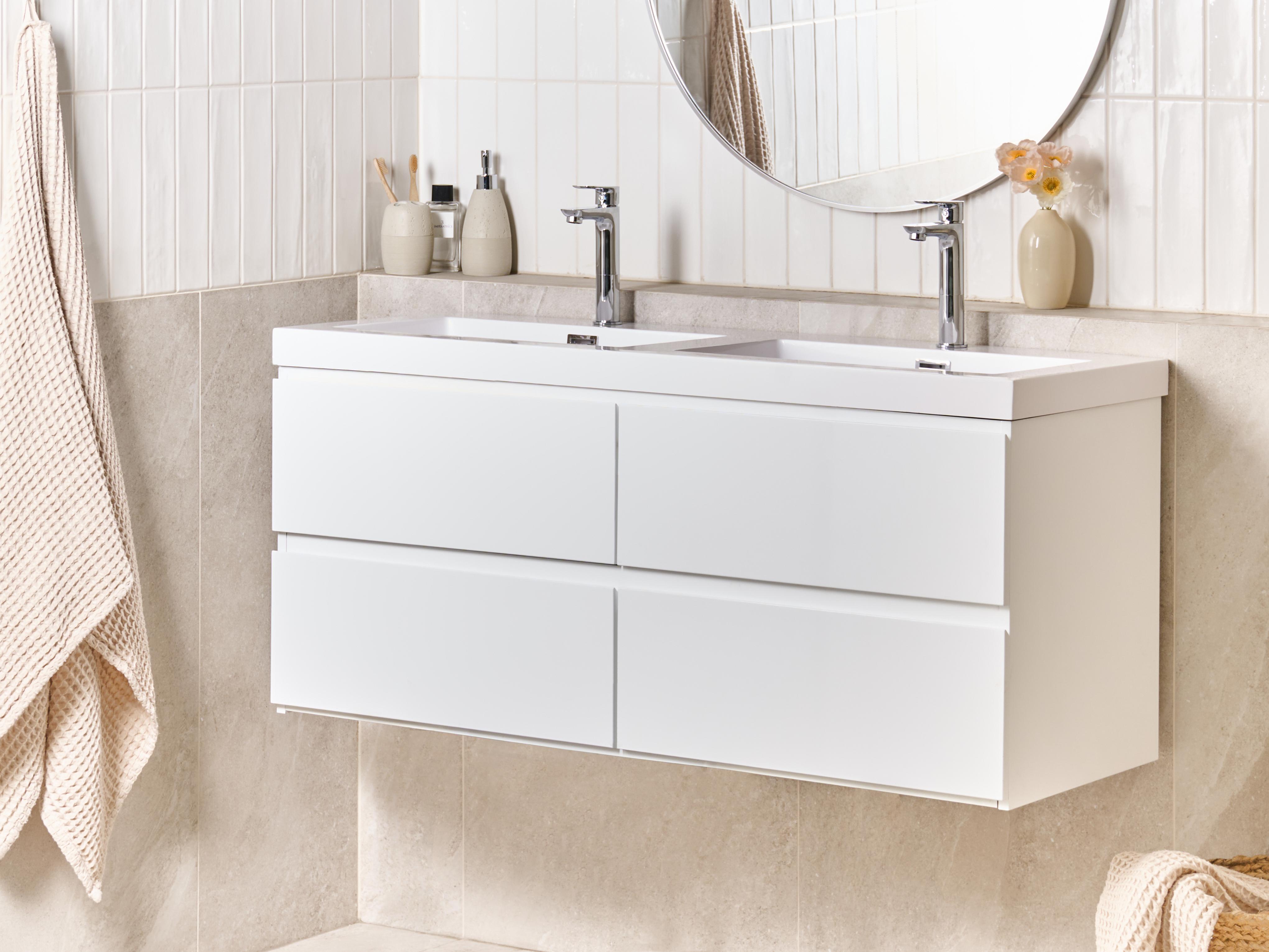 Wall Mounted Double Basin Vanity Unit CARDIEL White