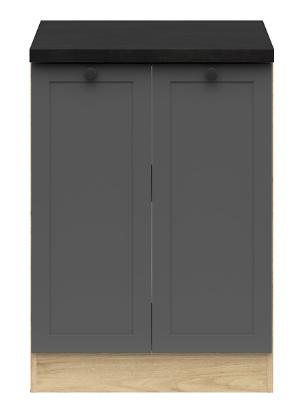Szafka kuchenna dolna Junona Line 60 cm dwudrzwiowa grafitowa z blatem