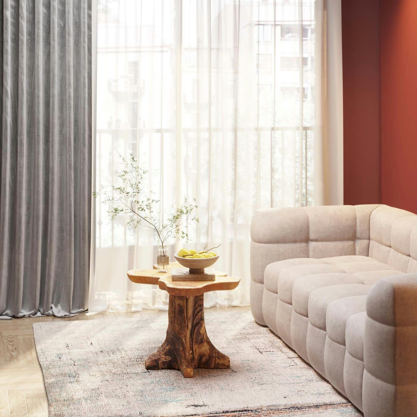 SOUCHE D ARBRE - Table d'appoint souche d'arbre en teck massif