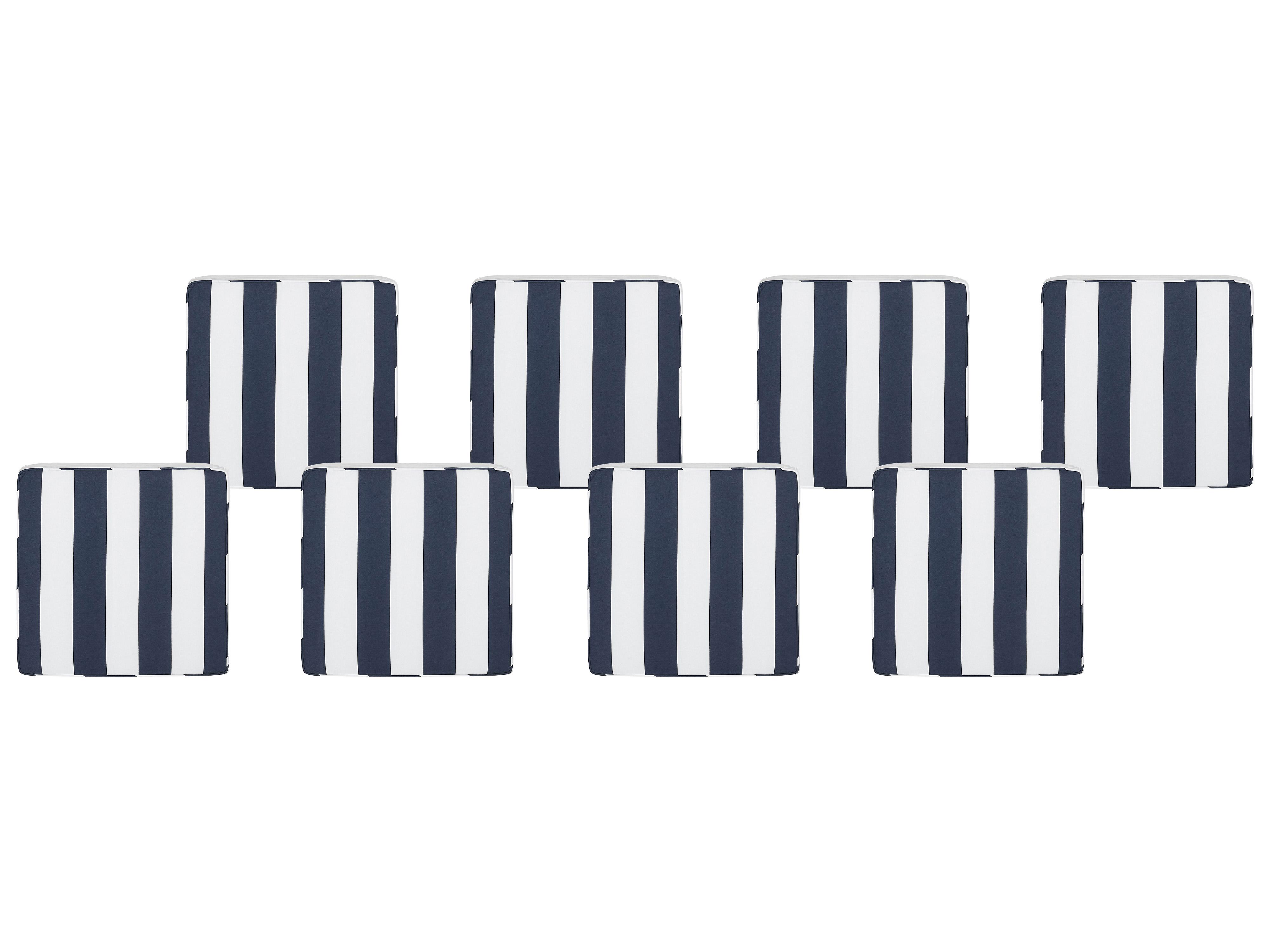 Set of 8 Garden Chair Cushions SASSARI 46 x 46 cm Navy Blue