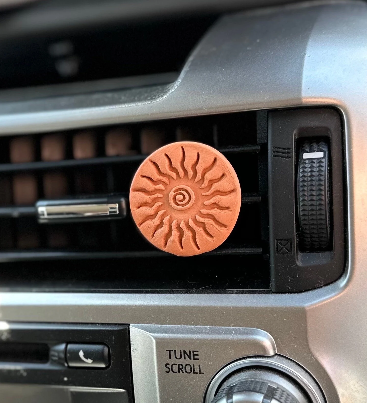 Terracotta Sun Air Freshener | Handmade Ceramic Car Vent Diffuser Clasp