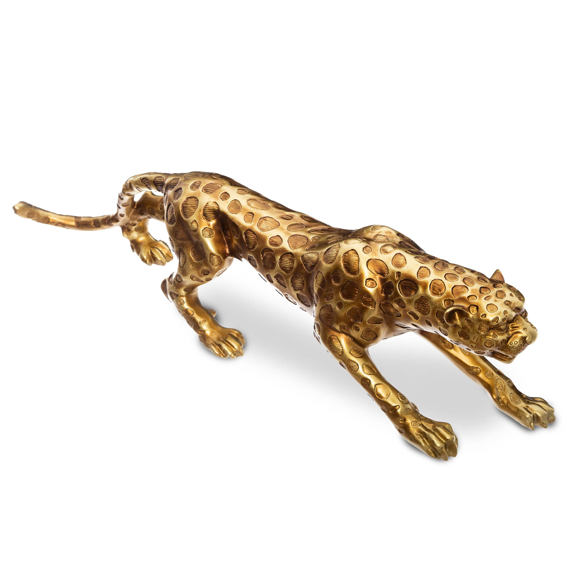 Estatueta leopardo dourado 79cm