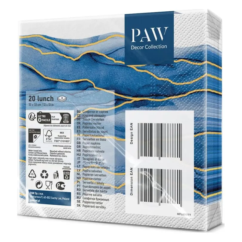 Serviette 20er-Set Wasserfarben Wellen